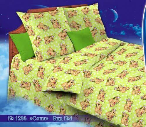 Бязь о/м пл 140 рис 1286-1 Соня зеленая