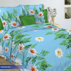 Бязь о/м пл 140 рис 1480-3 Ромашки голубой